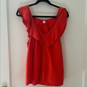 Old Navy Women's Orange Ruffle Tank Top
